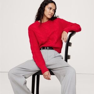 Cotton blend Red Cable Knit Sweater